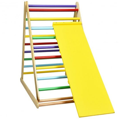 Foldable Wooden Climbing Triangle Indoor Home Climber Ladder - Color: Multicolor