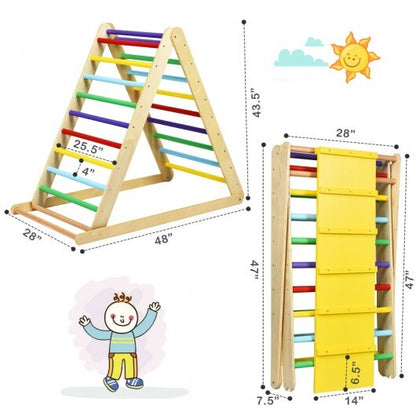 Foldable Wooden Climbing Triangle Indoor Home Climber Ladder - Color: Multicolor