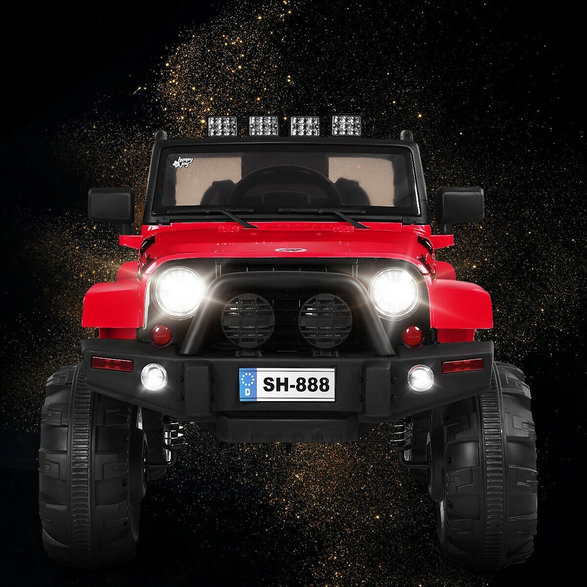 12V Kids Remote Control Riding Truck Car with LED Lights-Red - Color: Red