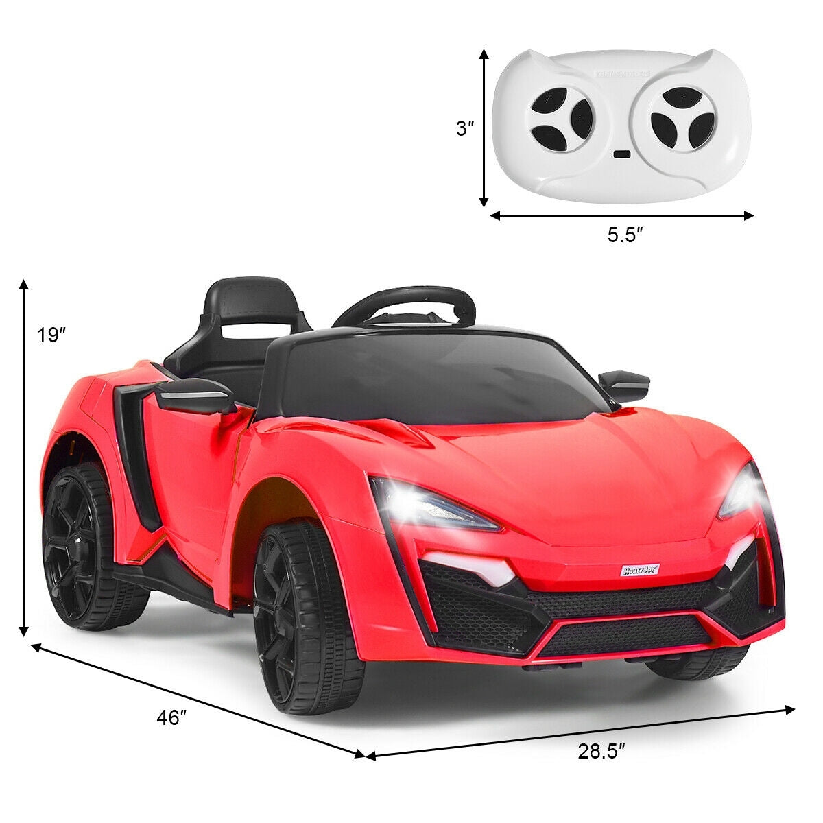 12V 2.4G RC Electric Vehicle with Lights-Red - Color: Red