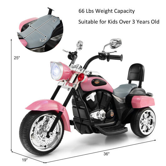 6V 3 Wheel Kids Motorcycle-Pink - Color: Pink