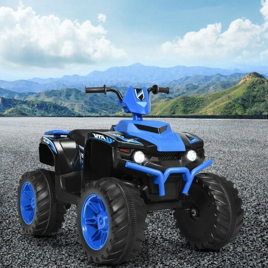 12V Kids Ride on ATV with LED Lights and Treaded Tires and LED lights-Navy - Color: Navy