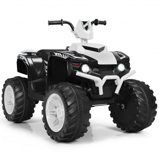 12V Kids Ride on ATV with LED Lights and Treaded Tires and LED lights-White - Color: White