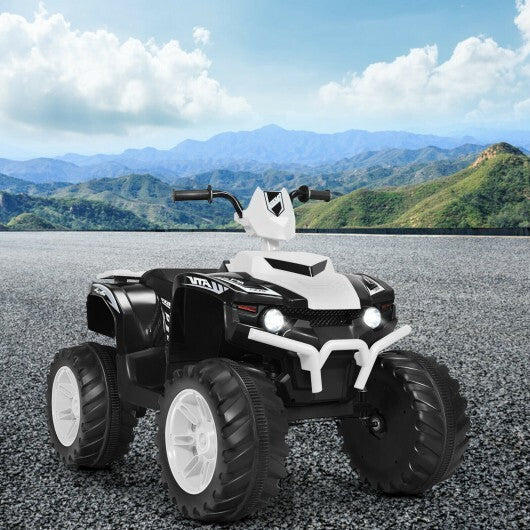 12V Kids Ride on ATV with LED Lights and Treaded Tires and LED lights-White - Color: White