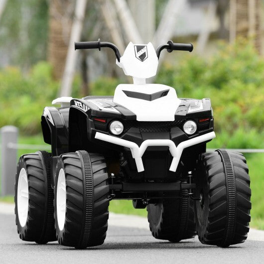 12V Kids Ride on ATV with LED Lights and Treaded Tires and LED lights-White - Color: White