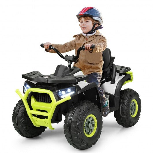 12 V Kids Electric 4-Wheeler ATV Quad with MP3 and LED Lights-White - Color: White