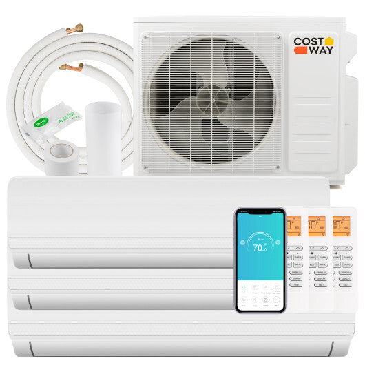 36000 BTU 3 Zone 19 SEER2 Mini Split AC with Heat Pump-9K + 9K + 18K - Color: White - Size: 9K + 9K + 18K