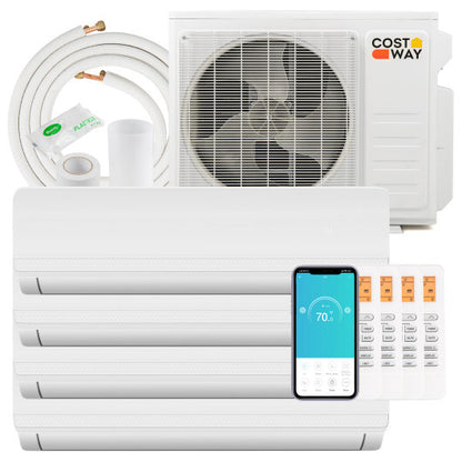 36000 BTU 4 Zone 19 SEER2 Mini Split AC with Heat Pump-9K + 9K + 9K + 18K - Color: White - Size: 9K + 9K + 9K + 18K