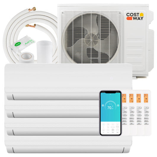 36000 BTU 4 Zone 19 SEER2 Mini Split AC with Heat Pump-9K + 9K + 12K + 18K - Color: White - Size: 9K + 9K + 12K + 18K