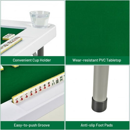 4-Player Mahjong Game Table with Iron Frame - Color: Green