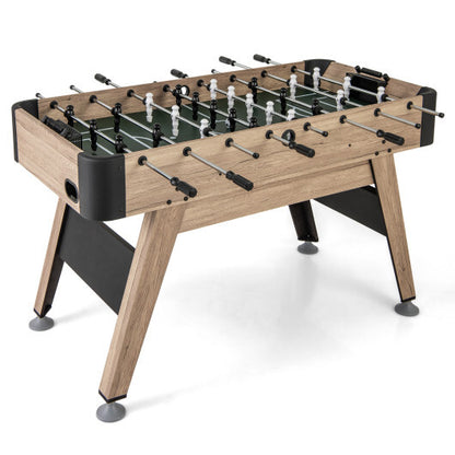 54 Inch Foosball Table Arcade Soccer Game Table with 2 Balls and 26 Players-Natural - Color: Natural