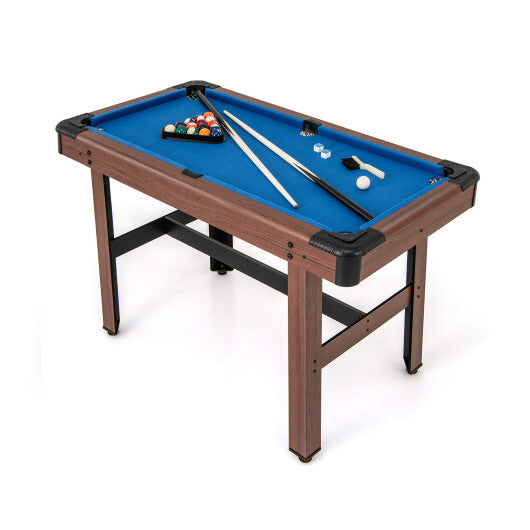 48 Inch Pool Wooden Game Table with Full Set of Ballsfor Kids and Adults-Blue - Color: Blue