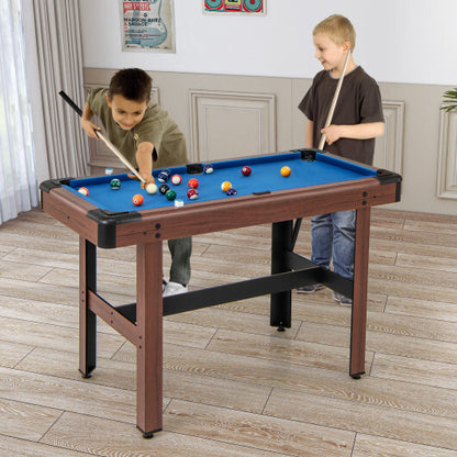 48 Inch Pool Wooden Game Table with Full Set of Ballsfor Kids and Adults-Blue - Color: Blue