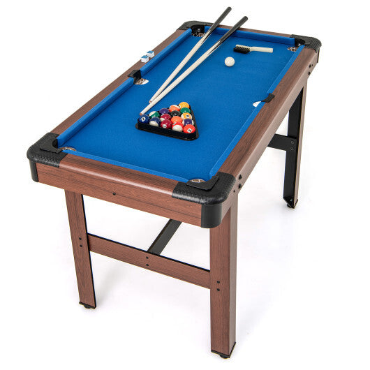 48 Inch Pool Wooden Game Table with Full Set of Ballsfor Kids and Adults-Blue - Color: Blue