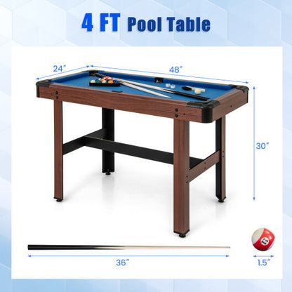 48 Inch Pool Wooden Game Table with Full Set of Ballsfor Kids and Adults-Blue - Color: Blue